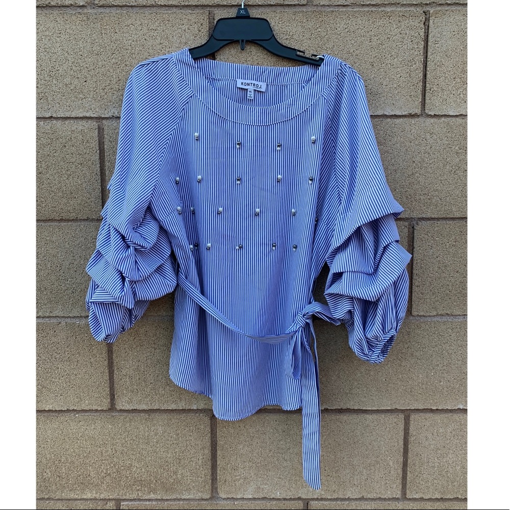 Blue & White pinstriped Blouse